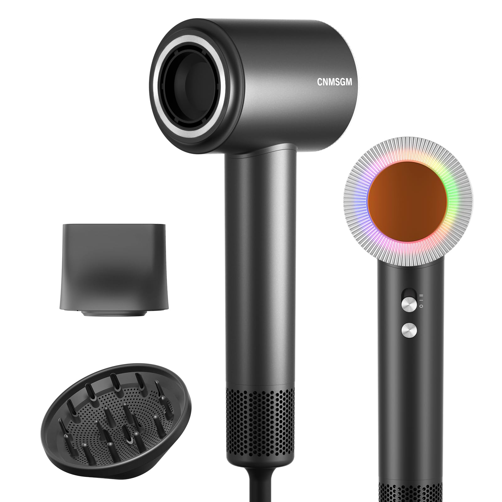 Photo 1 of Hair Dryer, High Speed Ionic Blow Dryer, 5X-Fast Drying, 2 Billion Negative Ions, Low Noise,160000 RPM, Compact Blow Dryer with Magnetic Diffuser for Faster Drying All Hair Types(Black Gray)