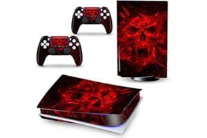 LANGSUN Full Body Vinyl Skin Stickers Wrap Decals Cover for PS5 Disc Edition Console & Controllers (Red Grimace)