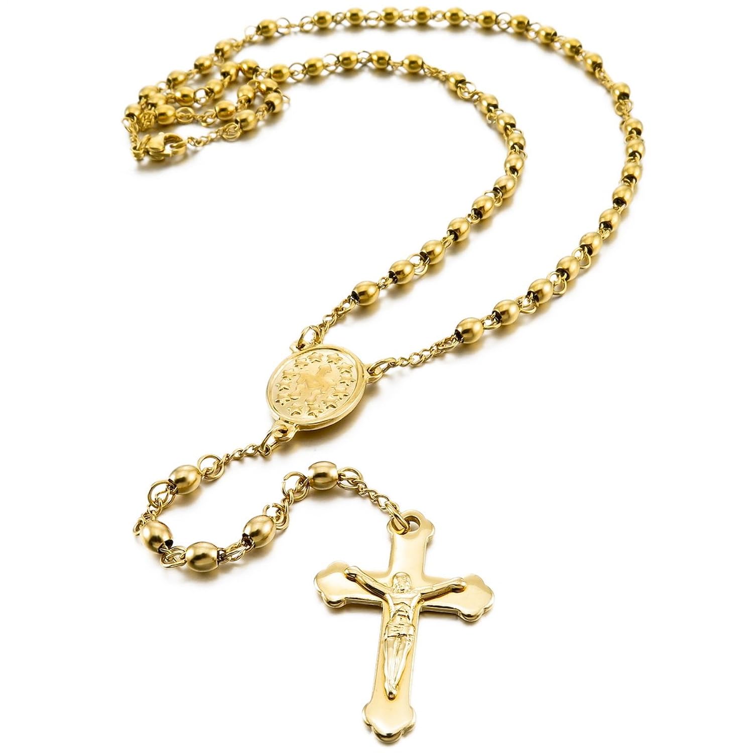 MunkiMix Acero Inoxidable Colgante Collar Oro Dorado Tono Virgen María Jesús Cristo