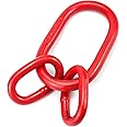 QWORK Chain Sling Ring, Oblong Master Link Hoist Ring for Lifting Rigging,17636 lbs, Grade 80, Red