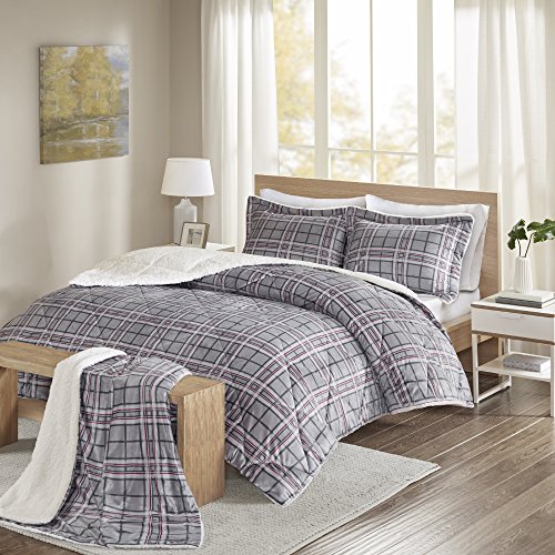 Comfort Spaces Aaron Sherpa Comforter Set + Throw Combo 4 Piece