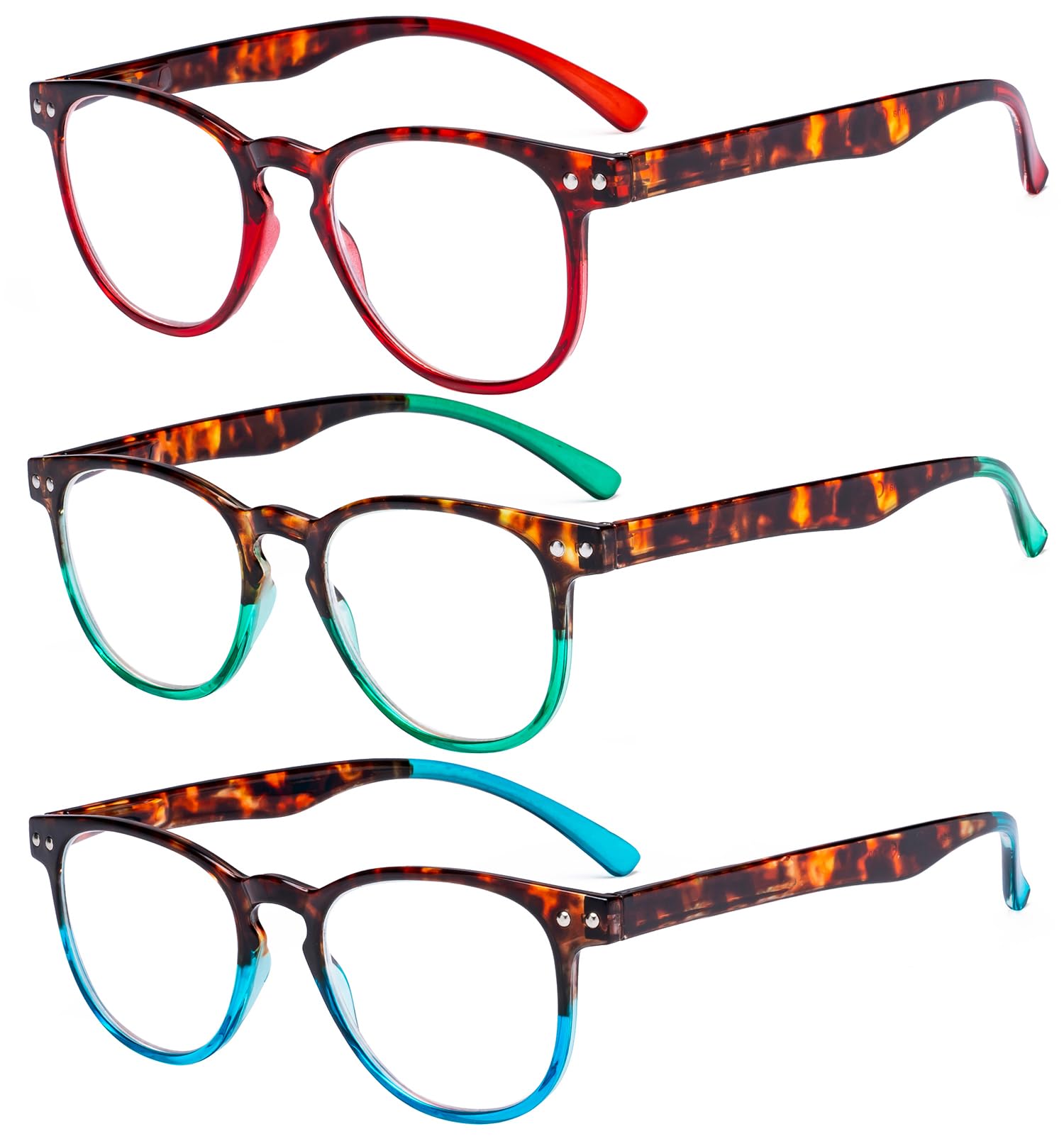 Eyekepper 3-Pack Design Reading Glasses - Vintage Round Oversize Reader Eyeglasses for Women Reading +2.25