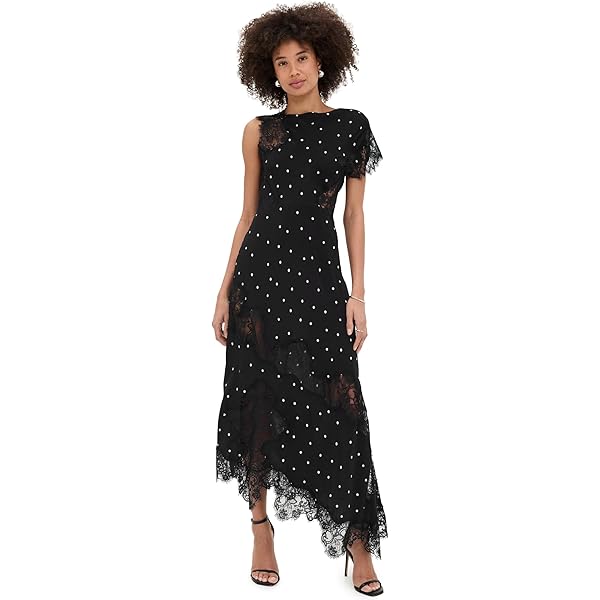 alice + olivia Women's Chara Turtleneck Long Sleeve Full Flare Midi Dress,  Off White/Black, 14 at Amazon Women's Clothing store