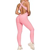 SEASUM Women Texture Bodysuit Sleevesless Sport One-Piece Backless Sexy Slimming Bodycon Rompers Jumpsuit M