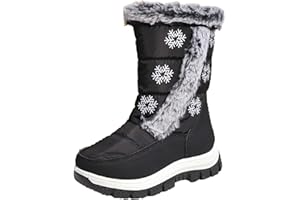 oelaio Boys Girls Snow Boots Toddler Little Kids Faux Fur Lined Winter Shoes Waterproof Slip Resistant Outdoor Warm Boots