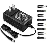 Universal 12V 2A AC Adapter with 8 Tips, UL Listed 12 Volts 2000mAh Power Supply Cord, 12 Volt AC/DC Charger, 12W Replacement