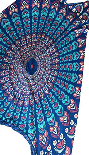 Kafiloe Womens Boho African Print Spaghetti Strap Loose Fit Harem Jumpsuit Rompers Pants Long Summer Casual Blue L