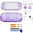 Hzxkqmil Replacement Full Housing Shell Cover Faceplate Case with Buttons Screws Set for Sony PSP 3000 Console (Transparent Purple)