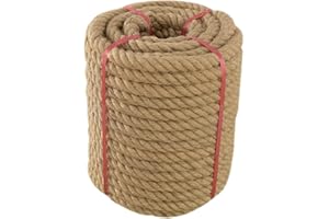 Ganggend Jute Rope (1 in X 100 ft), 25mm Thick Twisted Manila Ropes, Natural Heavy Duty Hemp Rope for Swing Bed, Crafts, Railing, Tug of War, Landscaping, Gardening, Bundling, Hammock, Home Decorating