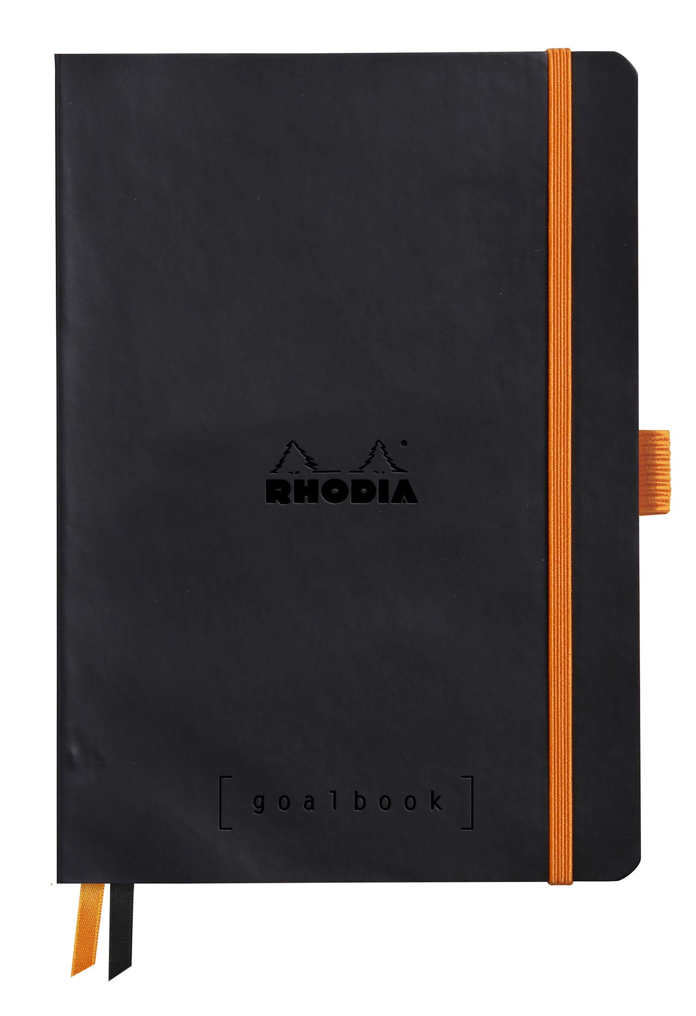 RHODIA 117762C - Flexible Notebook Goalbook Black A5 14.8 x 21cm Small Squares - 240 p - Ivory Paper 90g/m² 2 Ribbons Elastic Closure Imitation Leather Cover