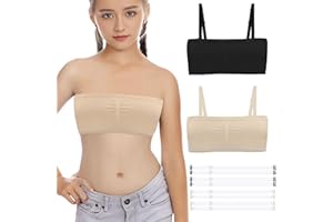 iMuchic Girl Bandeau Bra - Multifunction Seamless Wireless Elastic Bras with Adjustable Replace Clear Straps and Solid Strap
