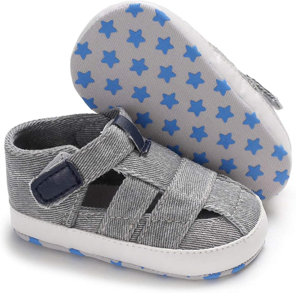  | Meckior Summer Baby Infant Boys Sandals Canvas Soft Sole Non-Slip Closed Toe First Walkers Shoes | Sandals