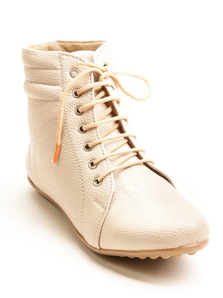 marc loire stylish women's/girl's boots high lace -up cream/solid