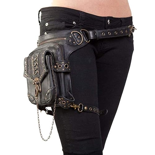 SODIAL Steampunk Retro Motorrad Tasche Damen Tasche Retro Rock Gothic Goth Schulter Taille Taschen Packs