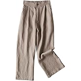Aeneontrue Women's 100% Linen Wide Leg Pants Summer Casual Cropped Palazzo Beach Pants Outfits 2025 Trendy