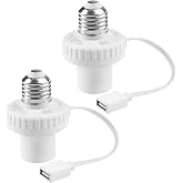 UYODM 2 Pack Lamp Socket Power Adapter for Wyze Cam v3/v4/v3 Pro/OG,Wyze Cam Pan v3, E26 Socket USB Adapter 5V 2A for Security Camera,LED Strips and Easy to Install