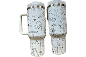 Silva lining designing Dental hyginiest tumbler 40oz tumbler Tooth tumbler Dental water bottle Gift for dentist Gift for dental hyginiest Office gift (White(3)- New dental(D17))