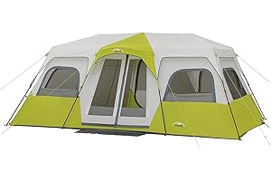 CORE Instant Cabin Tents | 6 Person / 9 Person / 10 Person / 12 Person Family Cabin Multi Room Pop Up Tents Car Camping | Included Storage Pockets for Camping Accessories