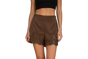 YOAWDATS Y2K Satin Lace Shorts for Women Comfy Elastic Waist Coquette Micro Mini Silk Shorts Going Out Slip Bottoms