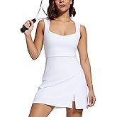 Square Neck Tennis Dresses for Women Golf Dress with Built-in Shorts Bra with Pockets for Athletic Sports Workout