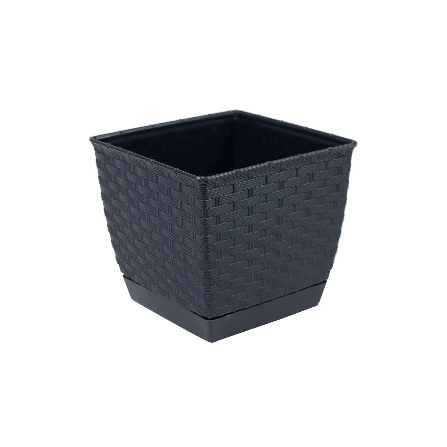 Prosper Plast DRLK165-S433 16.5 x 16.5 x 14.2 cm "Ratolla" Square Flowerpot - Anthracite