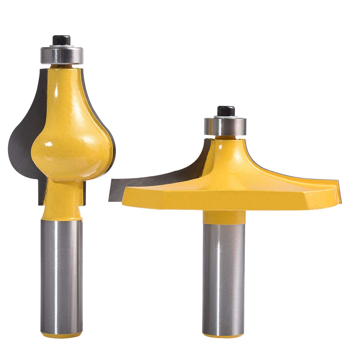 KATUR Handrail Router Bit Set 1/2 Inch Shank, 2pcs Crown Flute Molding Router Bit Set for Woodworking Milling Cutters