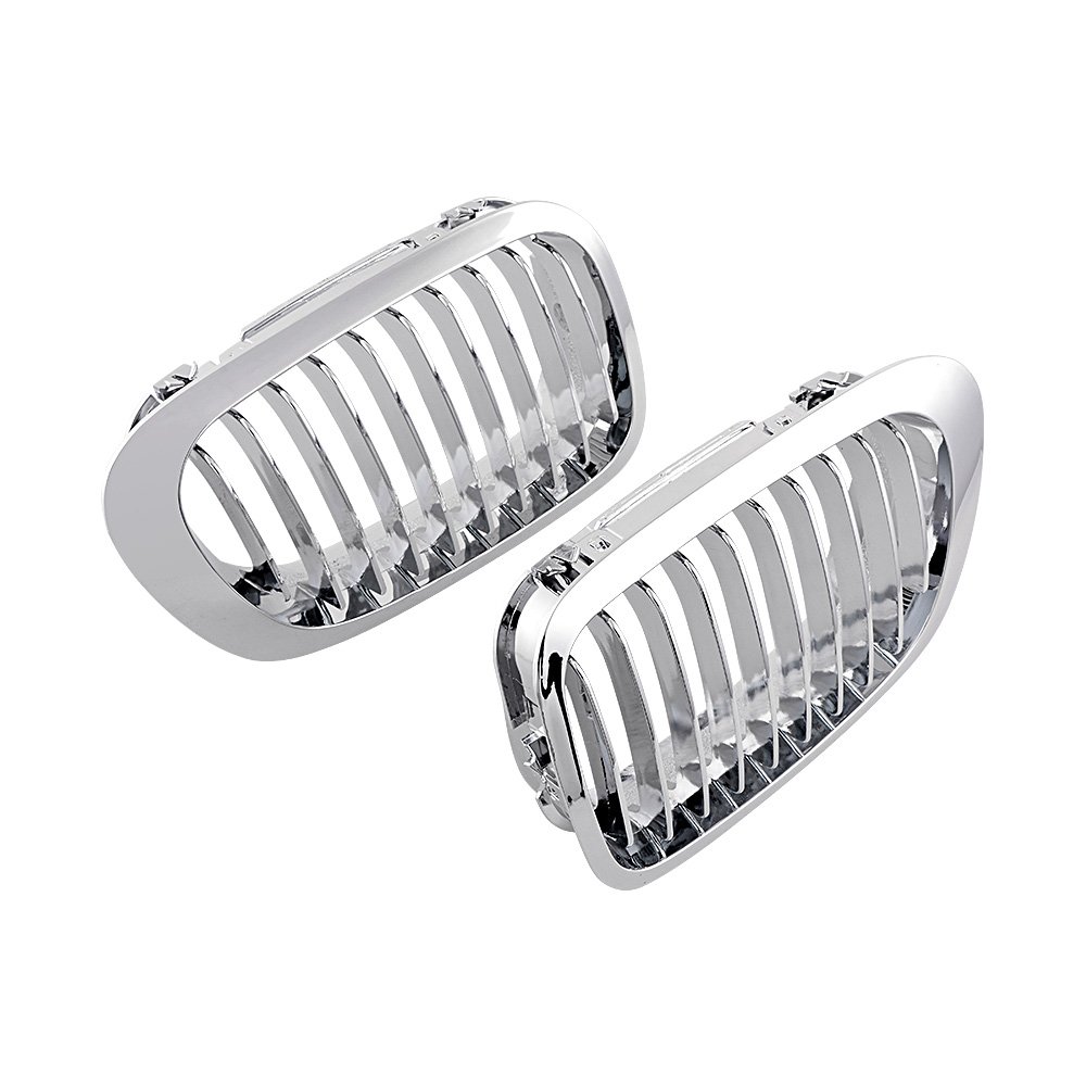Photo 1 of 1 Pair Euro Style Front Kidney Grille Grill Chrome Compatible with BMW E46 325Ci 330Ci 3 Series 2DR 1999-2002, Single Slat