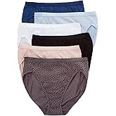 Hanes Women's Cotton Hi-Cut Panty - 6 Pack, 43H6CC, White/Navy/Black, 5