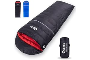 QEZER Down Sleeping Bag for Adults, 600 Fill Power, Ultralight & Compact with Compression Sack for Backpacking, Camping, Hiking