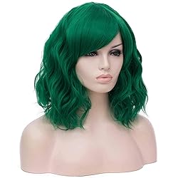 Mildiso Dark Green Wigs for Women Short Curly Wavy