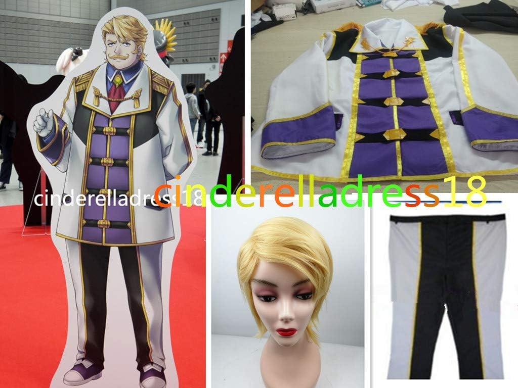 Amazon Fate Grand Order ゴルドルフ ムジーク 聖杯大戦 大食いかつ美食家 魔術師 軍服 風 コスプレ衣装 ウィッグ コスプレ 仮装 通販