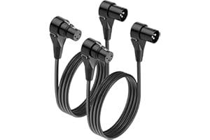 Molan 2-Pack Right Angle XLR Cable, XLR Microphone Cable 3 Feet, Oxygen-Free Copper (OFC) XLR Right Angle Cable, Mic Cord, XLR Speaker Cables, Black(2, Style D, 3 Feet)
