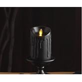 Luminara Wax Drip Flameless LED Candle, Black 3" x 4.5", Timer Function, Real Wax Pillar, Battery Operated Unscented Safe, Long-Lasting
