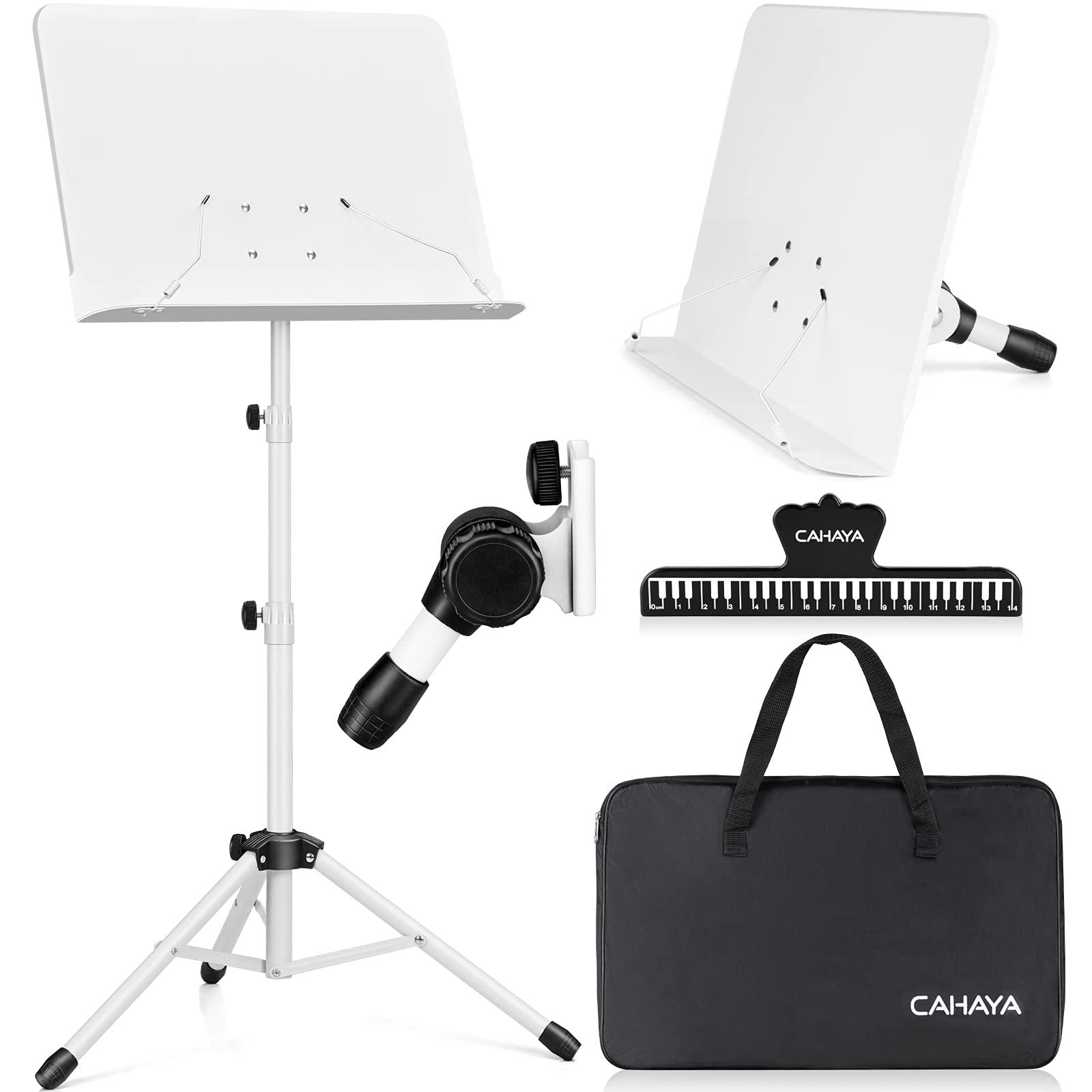 Photo 1 of ***(STOCK PHOTO FOR REFERENCE ONLY/ COLOR IS BLACK)***CAHAYA Sheet Music Stand & Tabletop Music Stand Solid Back with Carrying Bag for Books Notes Laptop Tablet White CY0194