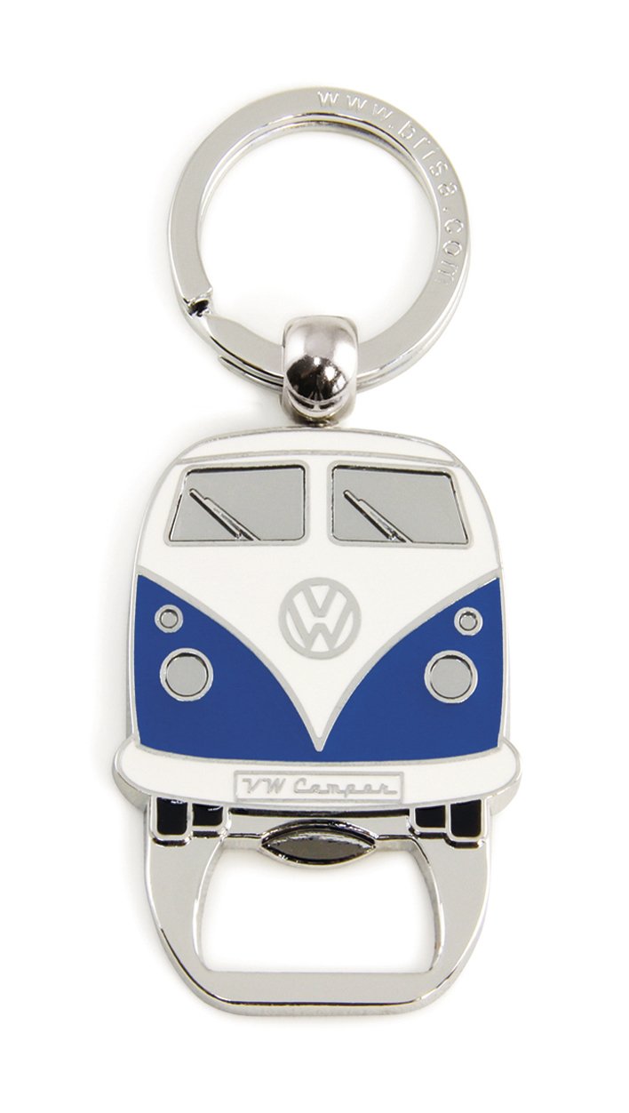 BRISA VW Collection - Volkswagen Keychain Ring Keychain Accessory Keyholder with Bottle Opener in T1 Bus Campervan Design (Blue)