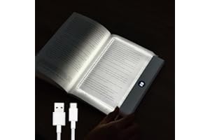 VEEKI Book Light, Rechargeable Clear LED Flat Reading Light with 3 Colors & Timer, Dimmable Panel Plate Lamp Book Full Page Light for Reading in Bed at Night, Funny Gifts for Readers Kids Women Men (White)