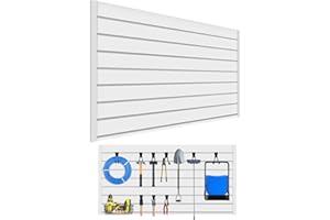 COLCUT 4x2 FT Heavy-Duty PVC Slatwall Panel, White Slat Wall Garage Organizer and Wall Storage System for Garage Workshop Lau