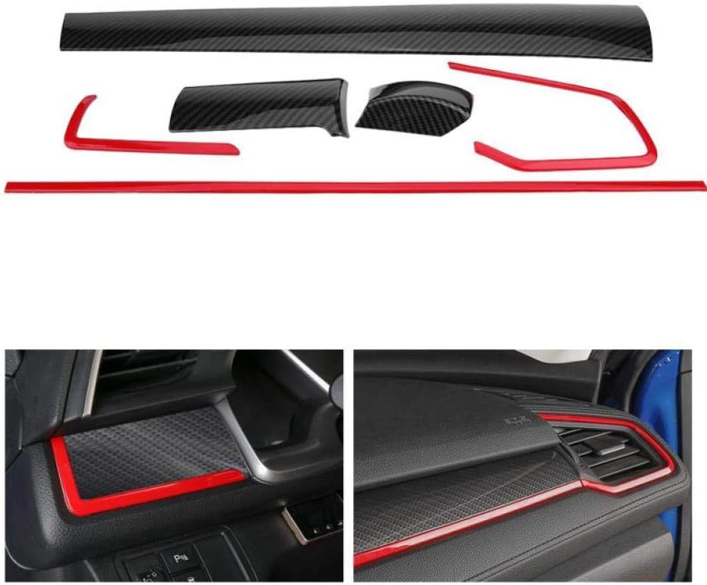 GLEETIEZ LHD 6Pcs ABS Car Console Center Dashboard Cover Trim Decorative Stickers,for Honda Civic 10th 2016-2018