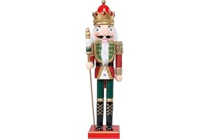 Chonsun Christmas Nutcracker Decorations Nutcracker Figure 15 Inch Wooden Nutcrackers Collectible Ornament Nutcrackers Soldier for Table Desktop Home Christmas Decor Xmas Indoor Decor Shiny Red
