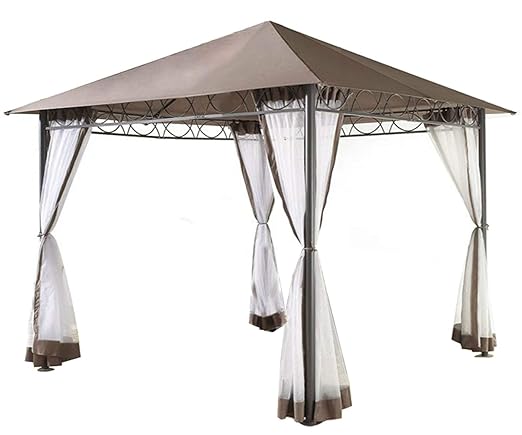 GRASEKAMP Qualität seit 1972 4 Seitenteile mit Netz zu Stil Pavillon 3x3m Taupe