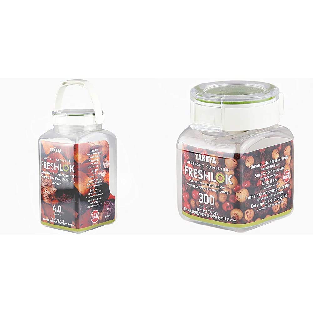 タケヤ化学工業 保存容器 フレッシュロック 角型 4.0L 日本製 湿気を防ぐ ワンタッチ開閉 軽くて丈夫 & 保存容器 フレッシュロック 角型 300ml 日本製 湿気を防ぐ ワンタッチ開閉 軽くて丈夫【セット買い】商品画像