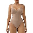SHAPERX Women's Bra Free Bodysuits Tummy Control Shapewear Mid Thigh Body Shaper with Removable Pads