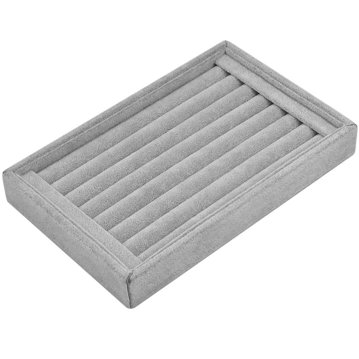 7 Slots Jewelry Accessories Display Storage Box Case Velvet Ring Showcase Holder Earring Set Tray Organiser - 22.5 * 14.5 * 3cm