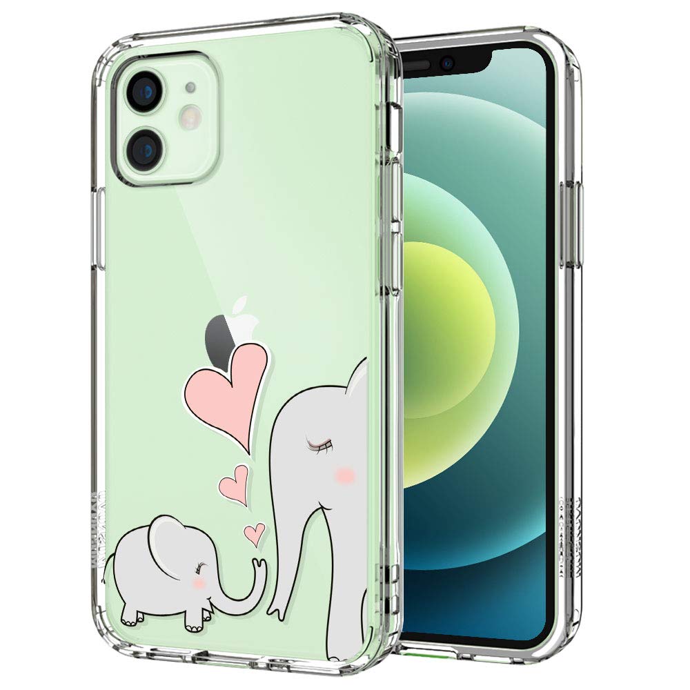 MOSNOVO iPhone 12 Pro Case, iPhone 12 Pro Case, Cute Elephant Pattern Clear Design Transparent Plastic Hard Back Case with TPU Bumper Protective Case Cover for iPhone 12 Pro/iPhone 12 6.1 Inch