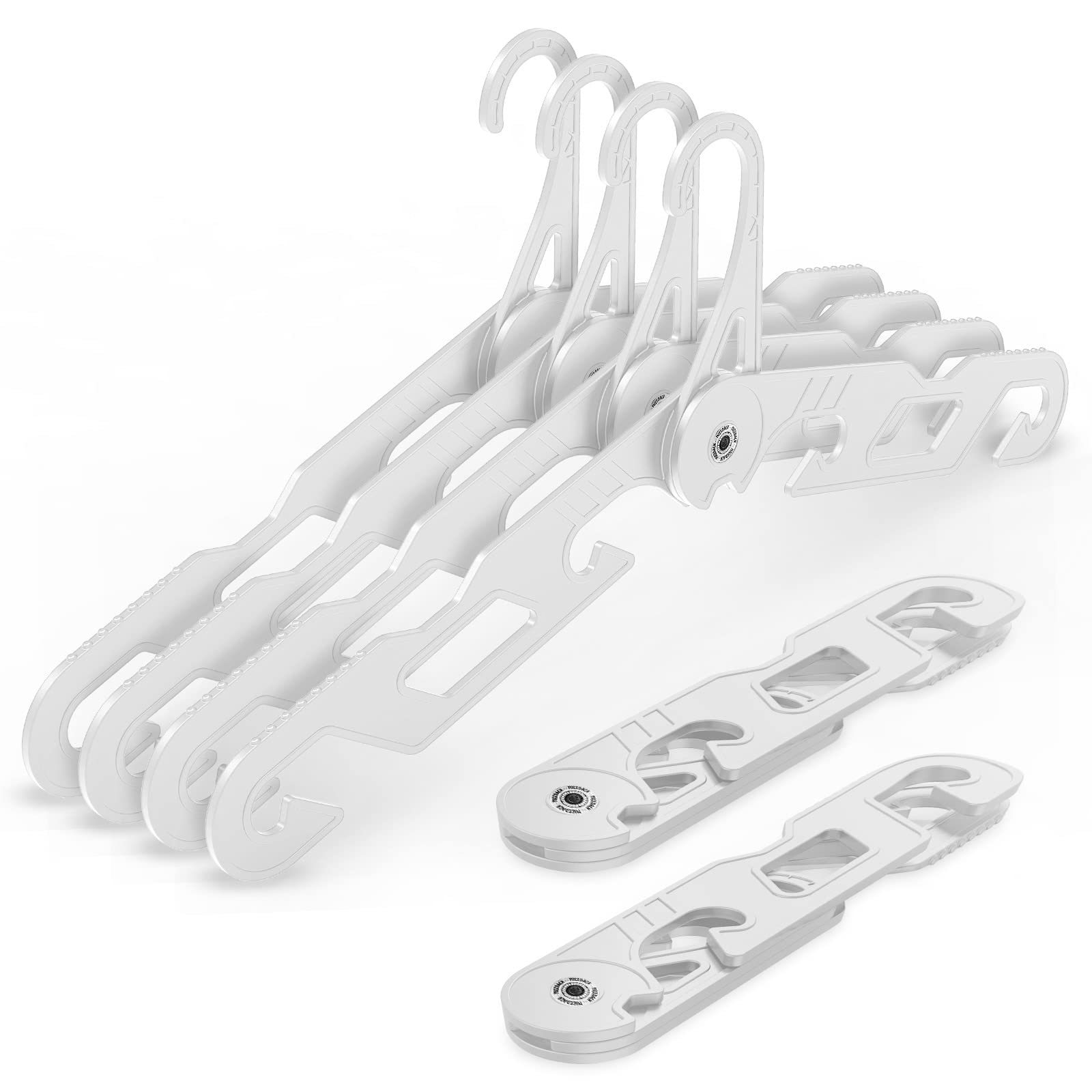 NICEDACK Premium Travel Hanger - Portable, Folding, Collapsible Hanger for Travel, Indoor & Outdoor, 6 Pack (White)