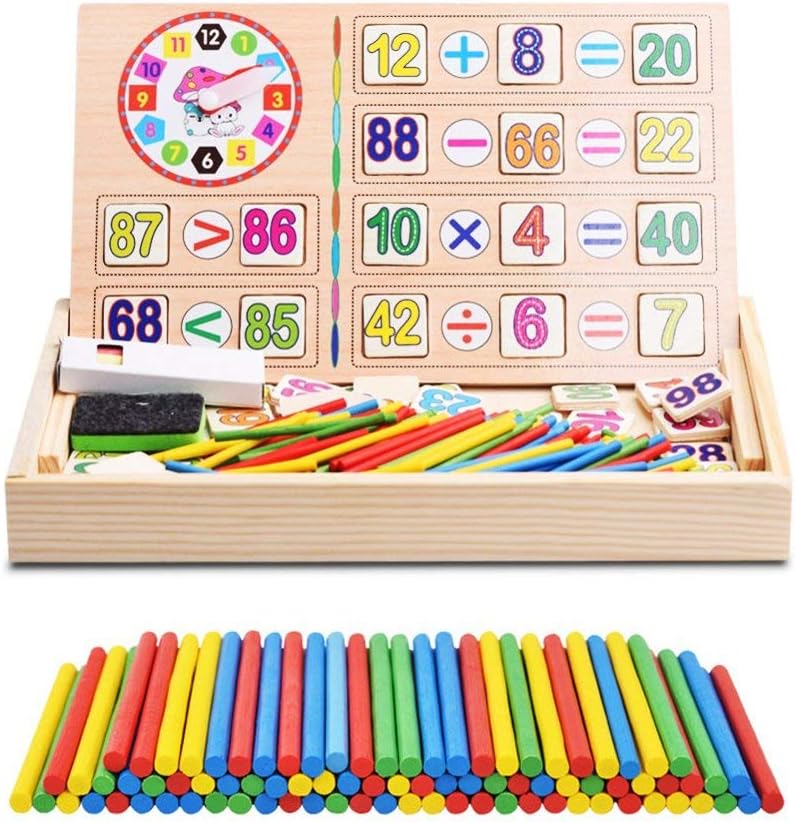 Yosoo Wooden Number Cards & Counting Rods With Storage Box for Kids ...