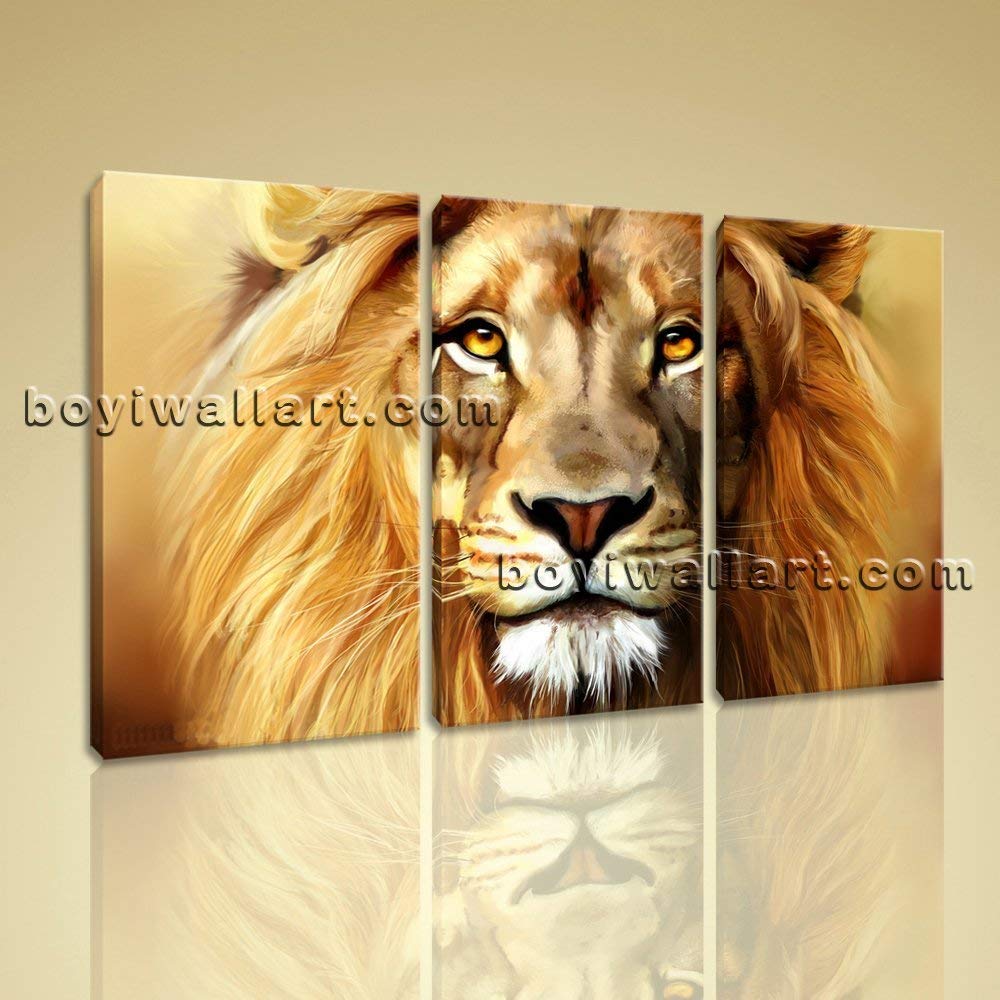 Large Lion Head Painting Canvas Art Abstract Bedroom Three