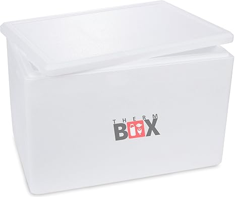 THERM BOX Profibox XXL 59,5x39,5x40,0cm, Wand: 3,0cm, V=60,93 Liter, Styroporbox Weiß Isolierbox Thermobox Kühlbox Warmhalteb