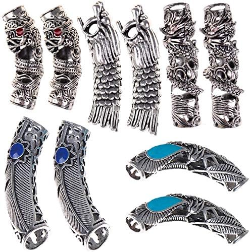 PIAOPIAONIU 10 Pcs Hair Tube Beads Dreadlocks Beads Hair Braiding Jewelry Hair Decoration Accessories