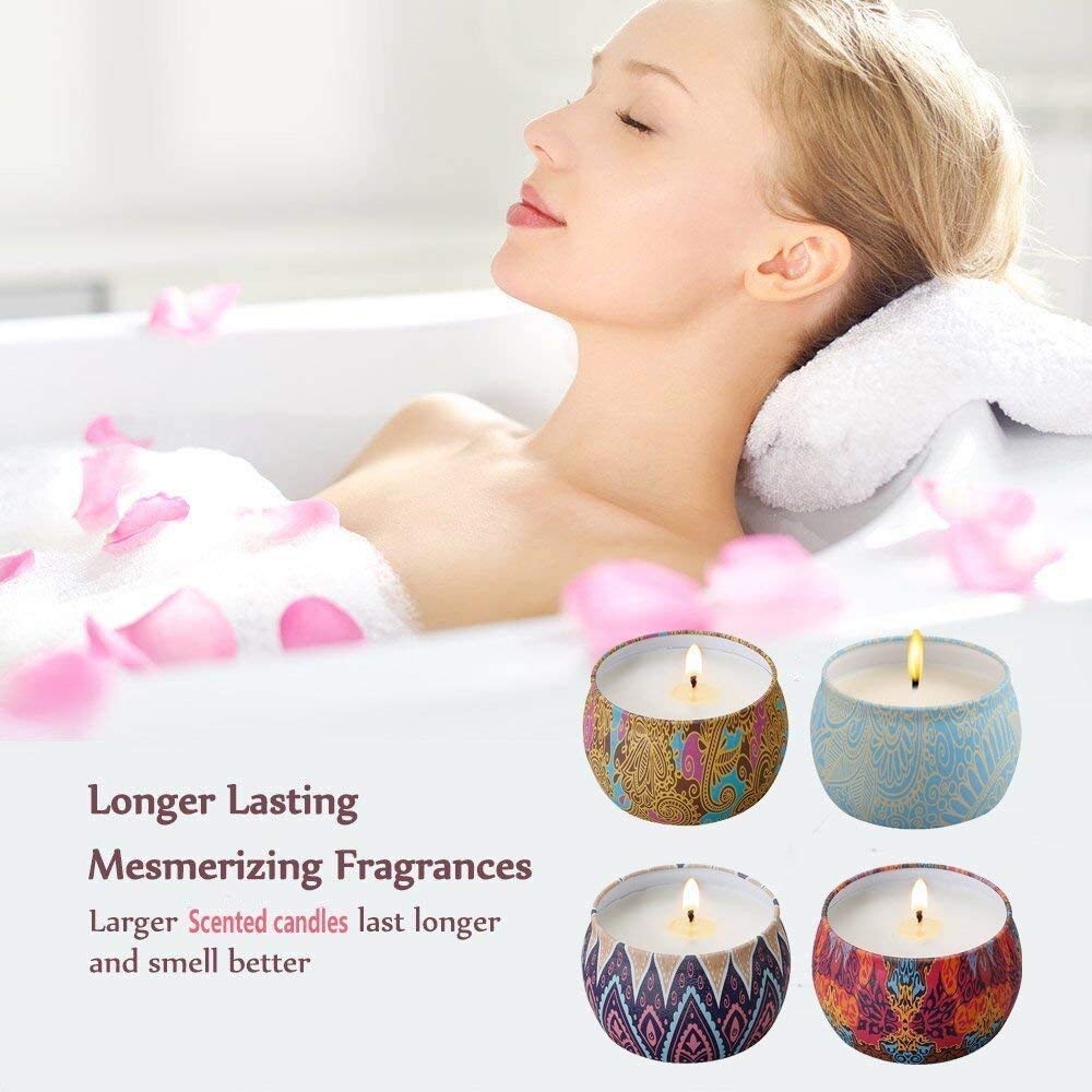Birthday Gifts for Women,Aromatherapy Gifts Candles for Home Scented,Christmas Gifts for Family,Smoke Free Strong Fragrance Soy Wax Portable Travel Tin Candle Gifts Set for Women: Home & Kitchen